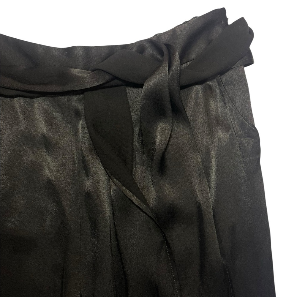 Anthropologie ett:twa Satin Black Tie Waist Wide Leg Trouser Ankle Pants Size 14 - Picture 10 of 16